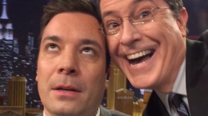 Jimmy Fallon and Steven Colbert on The Tonight Show